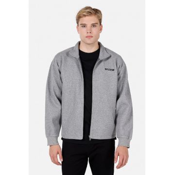 Jacheta cu fermoar si maneci lungi - Negru/Gri deschis melange
