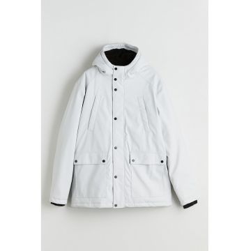 Jacheta cu gluga si buzunare cu clapa - Alb