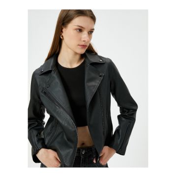 Jacheta cu revere decupate - Negru