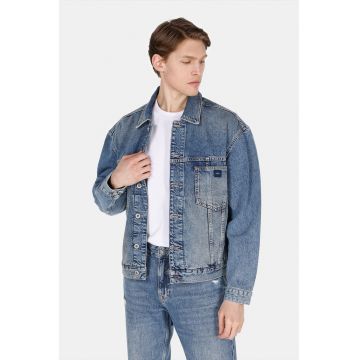 Jacheta din denim cu buzunare pe piept - Albastru