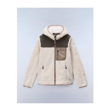 Jacheta din fleece cu gluga si design colorblock Yupik