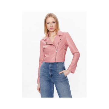 Jacheta din imitatie de piele pentru femei  roz -