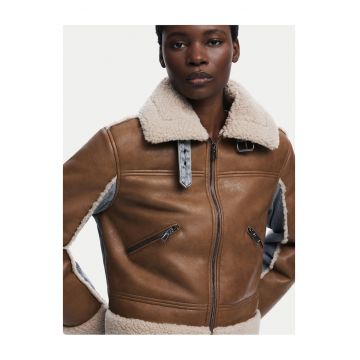 Jacheta imitatie piele dama  maro -