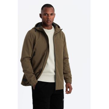 Jacheta impermeabila cu gluga - Maro inchis