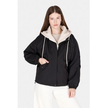 Jacheta regular fit cu gluga - Negru/Maro nisip