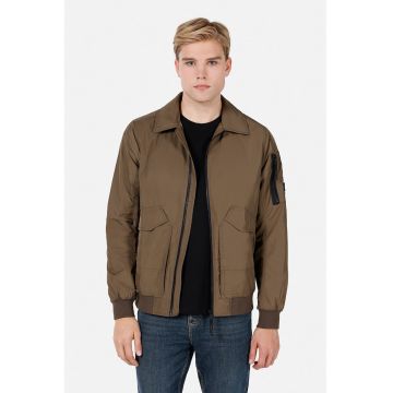 Jacheta regular fit cu guler ascutit - Maro inchis