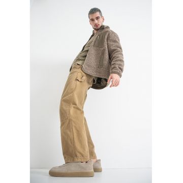 Jacheta regular-fit din blana shearling sintetica cu buzunar pe piept