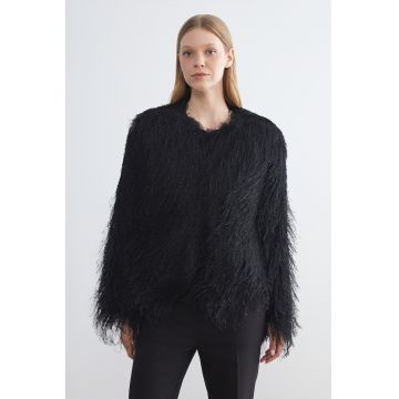 Jacheta scurta cu blana sintetica - Negru