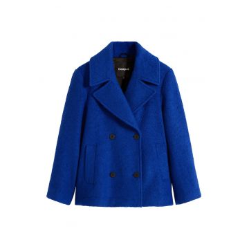 Palton dama -  albastru - 57% viscoza - 43% lana