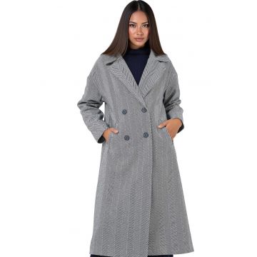 Palton dama - HiCCUP - Lana/Acril - Bleumarin