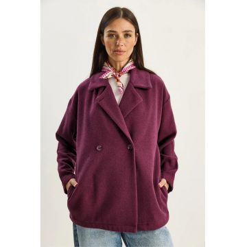 Palton dama -  oversized - mov - textil