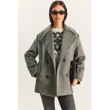 Palton dama -  supradimensionat - gri inchis - bumbac