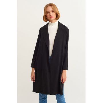 Palton fara inchidere din amestec de lyocell - Negru stins