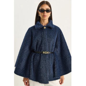 Palton supradimensionat dama  textil - bleumarin -