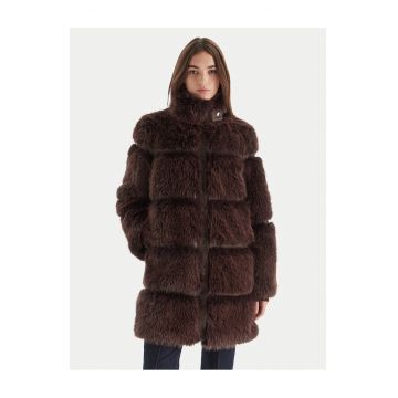 Geaca dama  blana artificiala - maro