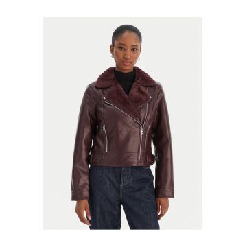 Geaca de imitatie de piele -  violet - femei -