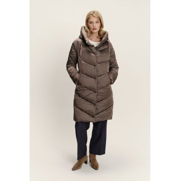 Geaca lunga cu gluga - Maro inchis