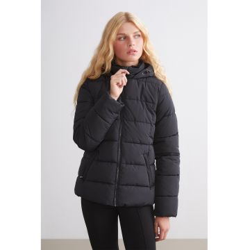 Geaca matlasata cu buzunare oblice - Negru