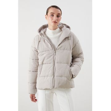 Geaca matlasata cu gluga - Gri deschis