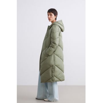 Geaca matlasata cu gluga - Verde aquamarin