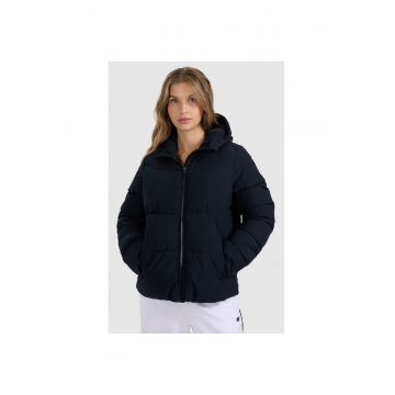 Geaca matlasata  pentru femei - neagra - umplutura sintetica - gluga ajustabila