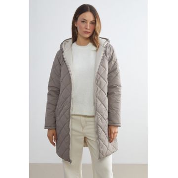 Geaca reversibila cu gluga - Maro nisip