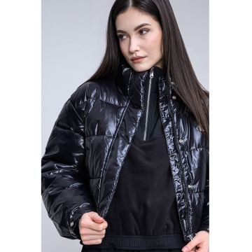 Geaca scurta cu guler mediu - Negru