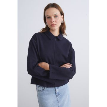 Jacheta crop cu model uni - Albastru ultramarin