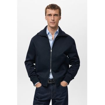 Jacheta cu buzunare laterale si fermoar - Bleumarin
