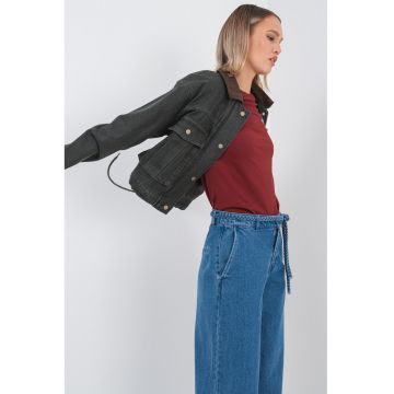 Jacheta de denim cu buzunare supradimensionate Saylor - Maro inchis/Verde feriga