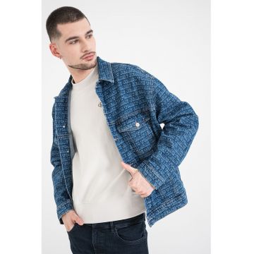Jacheta din denim cu imprimeu - Albastru inchis