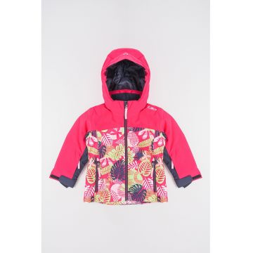 Jacheta impermeabila cu imprimeu tropical pentru schi - Negru/Fucsia/Galben neon