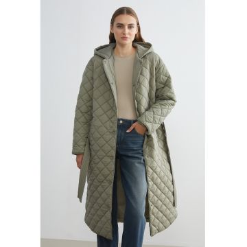 Jacheta matlasata cu gluga - Verde pal