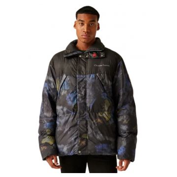 Geaca cu guler inalt si imprimeu abstract