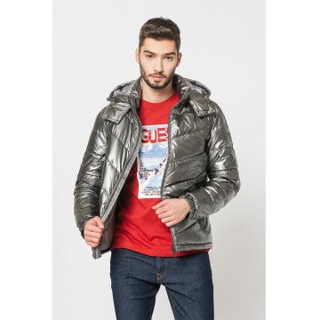 Geaca cu vatelina si gluga - Argintiu inchis