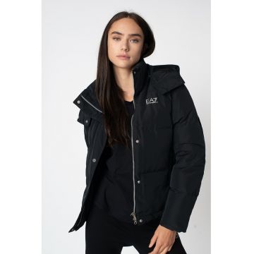 Geaca cu vatelina si gluga detasabila - Negru