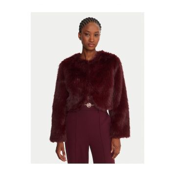 Geaca dama -  blana artificiala - bordo -