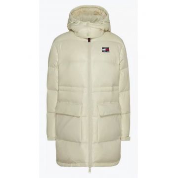 Geaca lunga cu gluga cu umplutura de pene