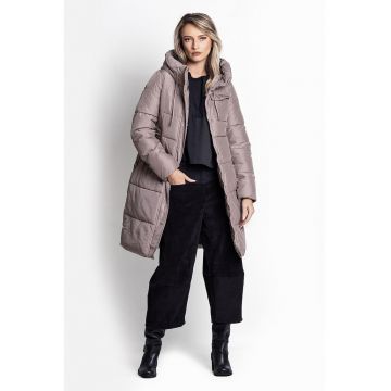 Geaca lunga cu slituri laterale cu fermoar