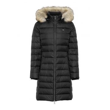 Geaca lunga cu umplutura de puf - Negru