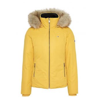 Geaca slim cu gluga cu puf -