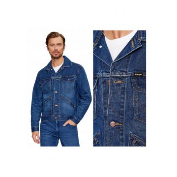 Jacheta Barbati -  124MJ FAR - Regular Fit - Denim Design - Fara Gluga - Cu Nasturi - Bumbac - 4XL INTL - Albastru