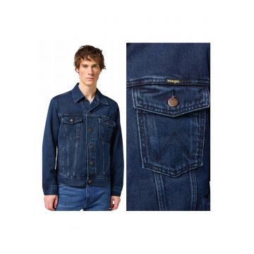 Jacheta Barbati -  Authentic Jacket - Regular Fit - Denim Design - Fara Gluga - Cu Nasturi - Bumbac - Albastru - Albastru