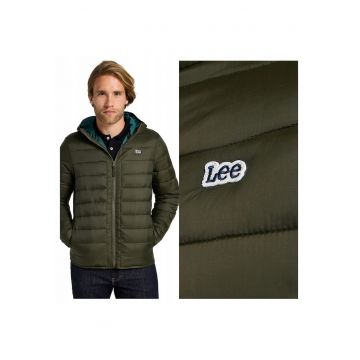 Jacheta Barbati -  Light Puffer Jacket - Regular Fit - Design Clasic - Fara Gluga - Fermoar - Bumbac - S INTL - Verde