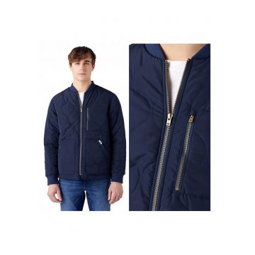 Jacheta Barbati -  Padded Jacket - Regular Fit - Design Clasic - Fara Gluga - Fermoar - Bumbac - Albastru - Albastru