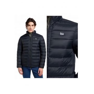 Jacheta Barbati -  Stand Collar Puffer - Regular Fit - Guler Inalt - Fermoar - Caldura Si Confortabila - Maneci Lungi - Poliamida - S INTL - Negru