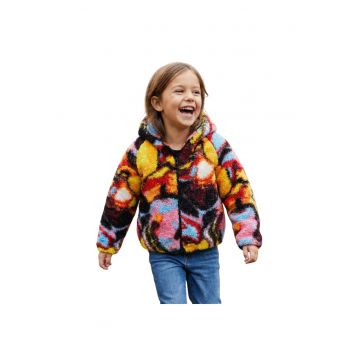 Jacheta cu gluga din material teddy Urano -