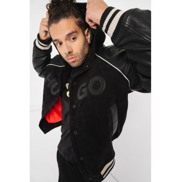 Jacheta cu logo in relief Loder - Alb/Negru