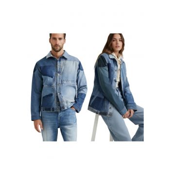 Jacheta de blugi unisex tip patchwork Umberto