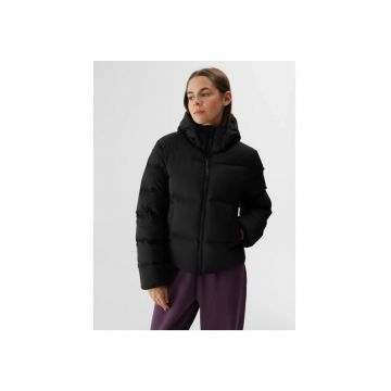 Jacheta de schi din puf  neagra - poliester - cu gluga detasabila - pentru femei